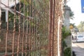 rusty iron fence exposed to rain Royalty Free Stock Photo
