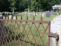 rusty iron fence guarding the old burial ground from 1745-1791 Royalty Free Stock Photo