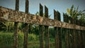 Rusty iron fences and green gardens Royalty Free Stock Photo