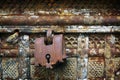 Rusty iron lock of ancient kist Royalty Free Stock Photo