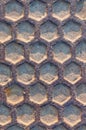 Rusty iron manhole texture close-up Royalty Free Stock Photo