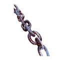 Rusty iron old style chain isolated on white background. Watercolor hand drawing realistic illustration. Art for design Royalty Free Stock Photo