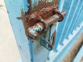 Rusty iron padlock gate for secur Royalty Free Stock Photo