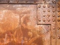 Rusty iron surface steel rivets texture pattern