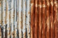 Rusty iron zinc or old corrugated metal barn textured background Royalty Free Stock Photo