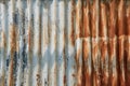 Rusty iron zinc or old corrugated metal wall textured background Royalty Free Stock Photo