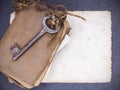 Rusty key, old book andempty photography Royalty Free Stock Photo