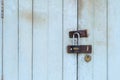 Rusty keys in old door lock, Closed Old vintage wood Door Royalty Free Stock Photo