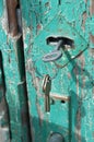 Rusty keys in old door lock Royalty Free Stock Photo