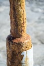 Rusty lamppost Mykonos Town Harbour Greece