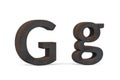 Rusty letter G - three dimensional uppercase and lowercase G on white background