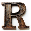 Rusty letter R in old rusty metal on white background Royalty Free Stock Photo