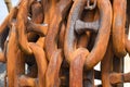 Rusty links of heavy industrial chain