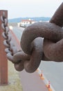 Rusty links of old huge chain link