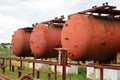 Rusty liquified gas cylinders