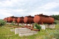 Rusty liquified gas cylinders