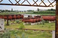 Rusty liquified gas cylinders