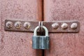 Rusty lock on garage gate Royalty Free Stock Photo