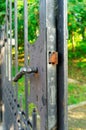 Rusty lock in the old iron gate Royalty Free Stock Photo