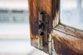 Rusty lock on the window. Royalty Free Stock Photo