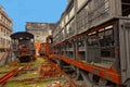 Rusty locomotives and train wagons in Havana, Cuba Royalty Free Stock Photo