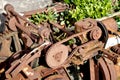 A rusty machine with cogs, chains and wheels Royalty Free Stock Photo
