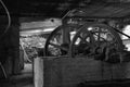 Rusty machinery in abandoned factory