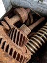 Rusty Machinery Parts and Tools Close Up for Industrial Manual Work