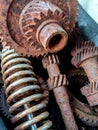 Rusty Machinery Parts and Tools Close Up for Industrial Manual Work