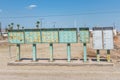 Rusty mailboxes in the deserted community of Bombay Beach California, near the Salton Sea