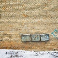 Rusty mailboxes on the wall Royalty Free Stock Photo