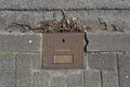 Rusty manhole cap, grunge manhole cover square