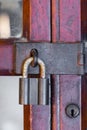 Rusty master key on wood door