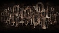 Rusty matrix binary code, outdated software, dark rusted background with digital binary code, cloud service, big data, artificial