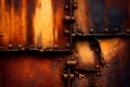 Rusty metal background or texture with rivets and rusted spots Royalty Free Stock Photo