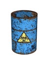 Rusty metal barrel with biohazard sign 3d rendering