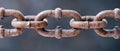 Rusty metal chain links close-up