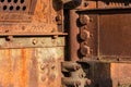 Rusty metal construction closeup - rusted steel bridge -