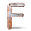 Rusty metal font Letter F 3D Royalty Free Stock Photo