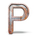 Rusty metal font Letter P 3D