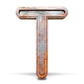 Rusty metal font Letter T 3D Royalty Free Stock Photo