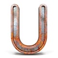 Rusty metal font Letter U 3D Royalty Free Stock Photo