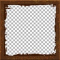 Rusty metal frame, insert with blank space for image, transparent background, grunge template