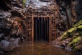 rusty metal gate closing off mine shaft