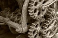 Rusty metal gears and cogwheels. old industrial mechanism. Royalty Free Stock Photo