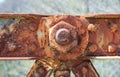 Rusty metal joint Royalty Free Stock Photo