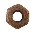 Rusty metal nut isolated on white background Royalty Free Stock Photo