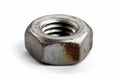 Rusty metal nut on white background. Neural network AI generated Royalty Free Stock Photo