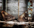 Rusty metal and old wooden Royalty Free Stock Photo