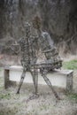 Metal mesh scultpure of lovers on a bench Royalty Free Stock Photo